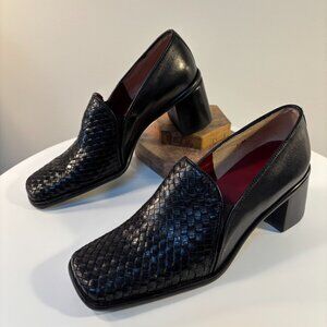 NICOLE Black Woven Leather Loafers - Unworn - Size 7.5M